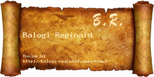 Balogi Reginald névjegykártya